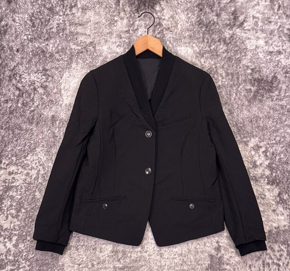 Alexander Wang Jacket 8 Womens Black Wool Blend Modern Bomber Blazer